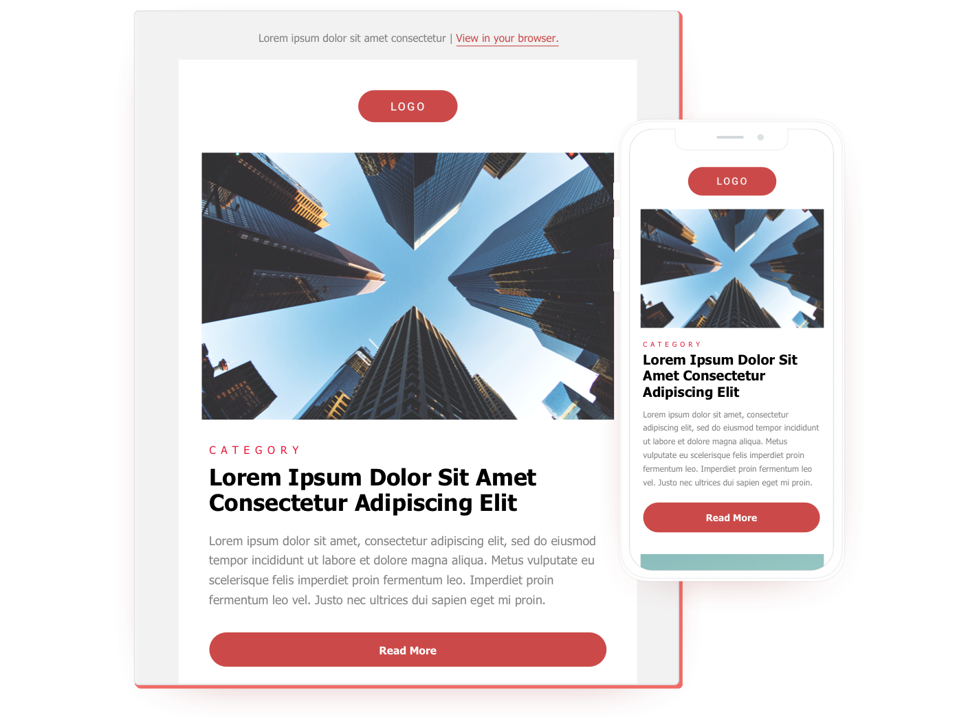 A graphic illustration of mobile email templates.