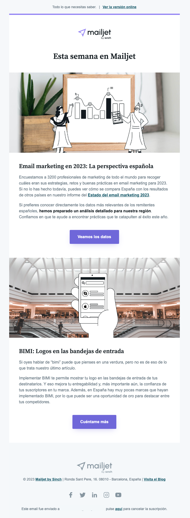 Capture d'écran de la newsletter de Mailjet