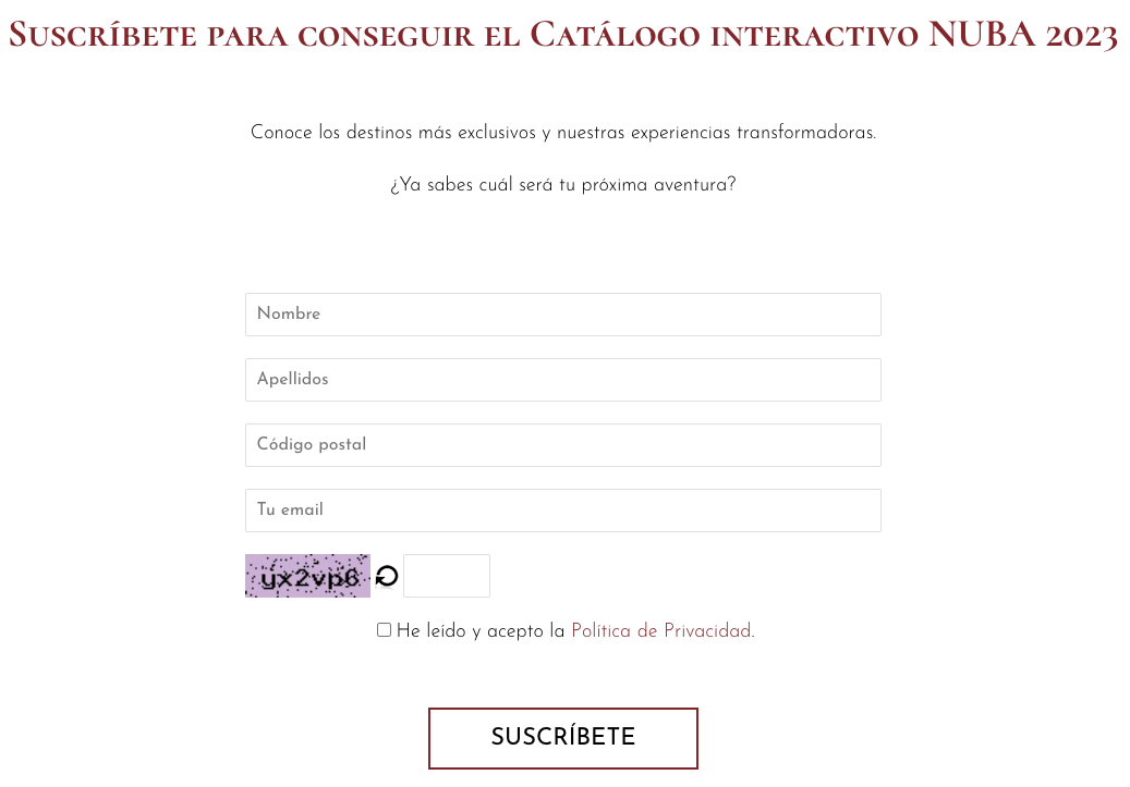 Formulario de inscripción con un catálogo interactivo
