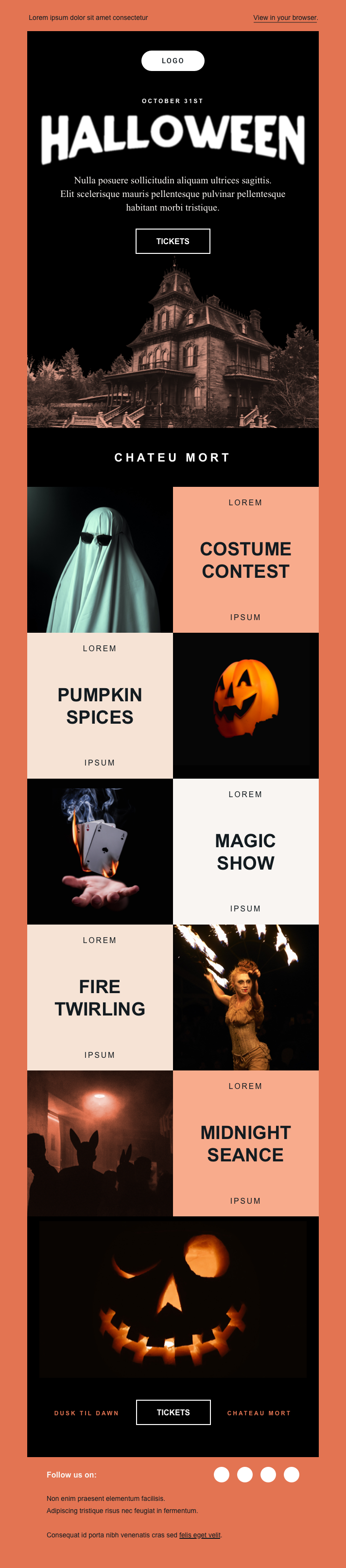 Orange Halloween themed email campaign.