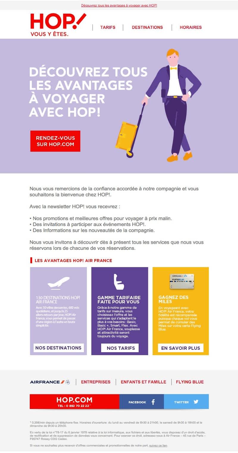 Capture d'écran d'un email d’Hop!