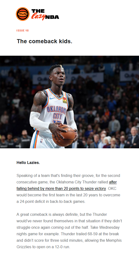 NBA fan newsletter.