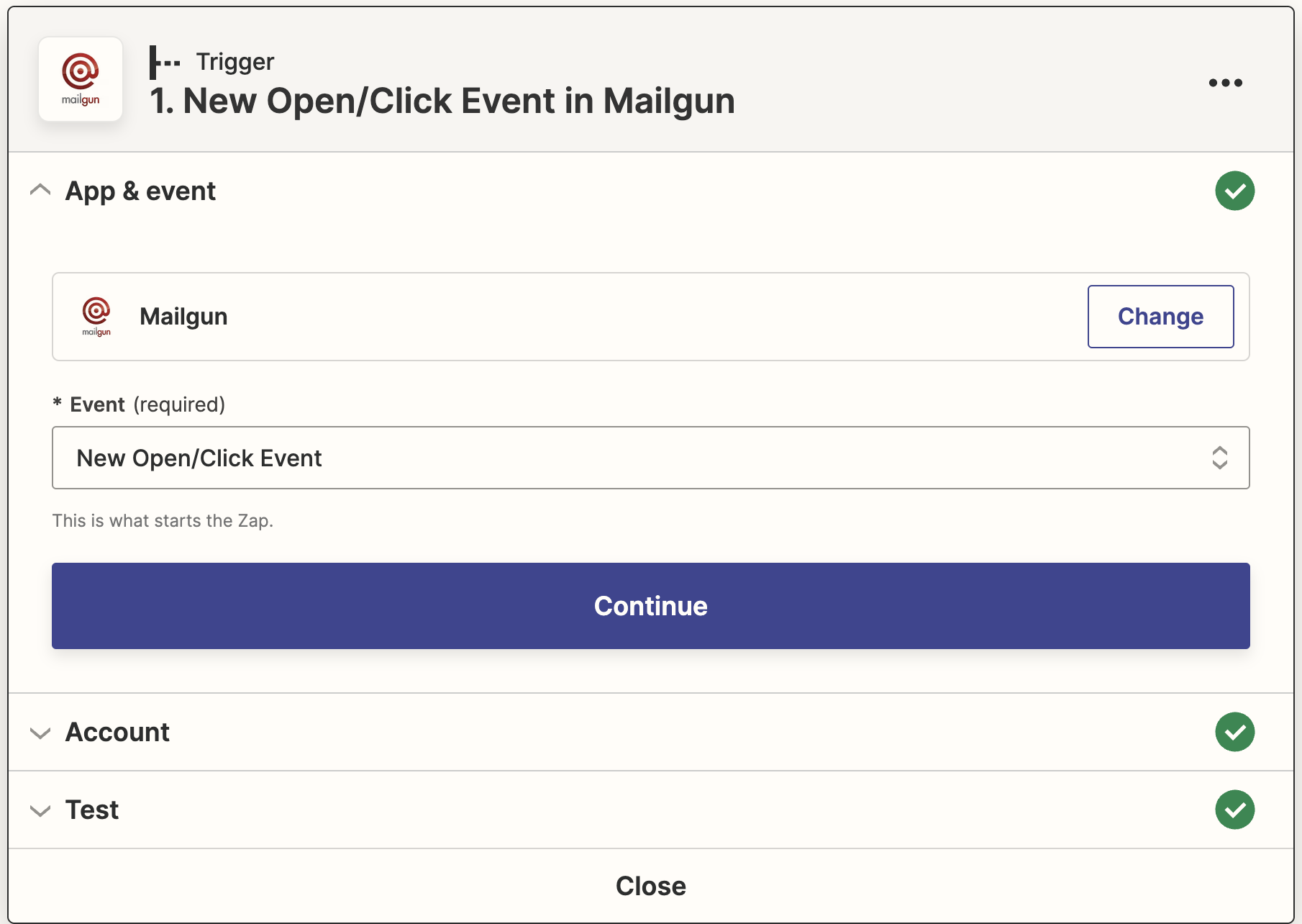 Choosing trigger event for Mailgun on Zapier