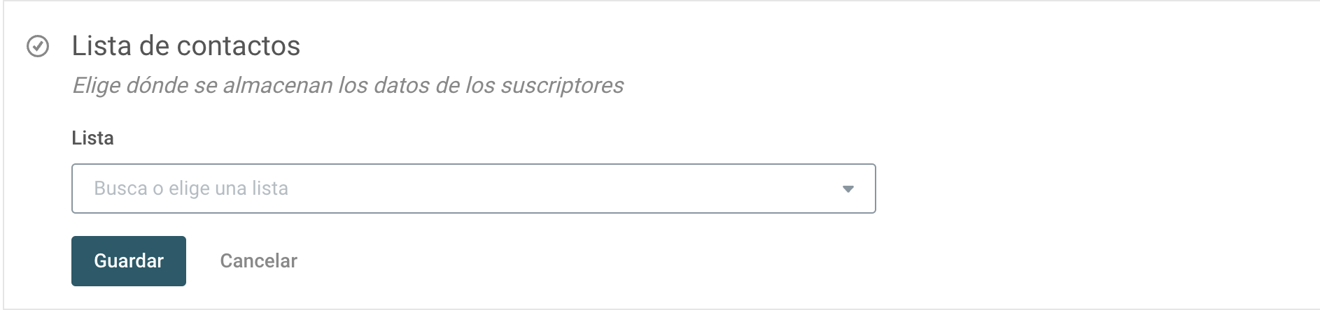 Menú desplegable de una lista de contactos