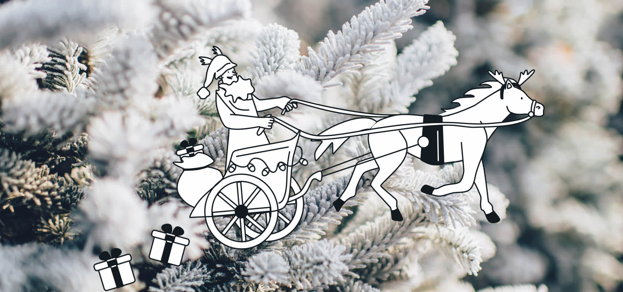 Hermes riding a sleigh in snow