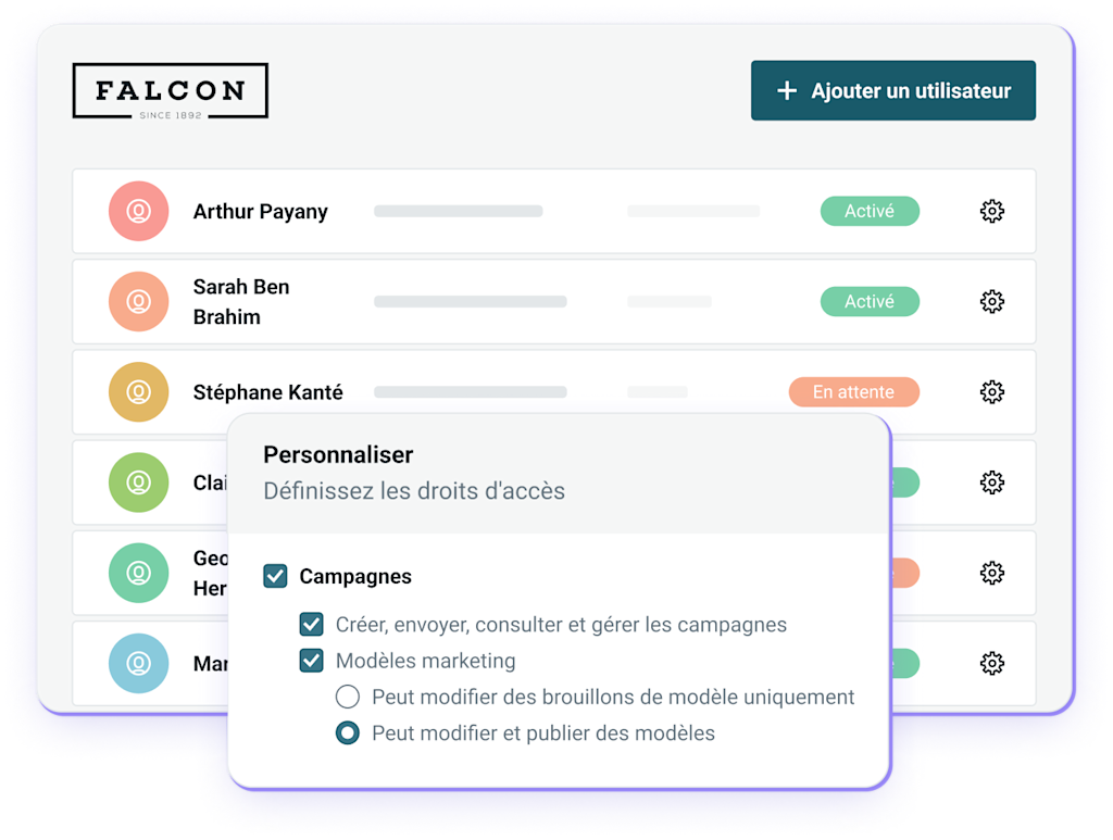 La fonctionnalité d’autorisation des utilisateurs de Mailjet permet une conception cohésive.