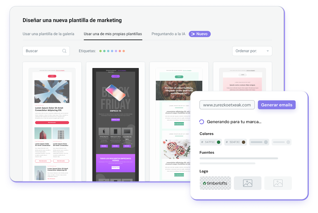 La galería de plantillas de Mailjet para flujos de trabajo eficientes.