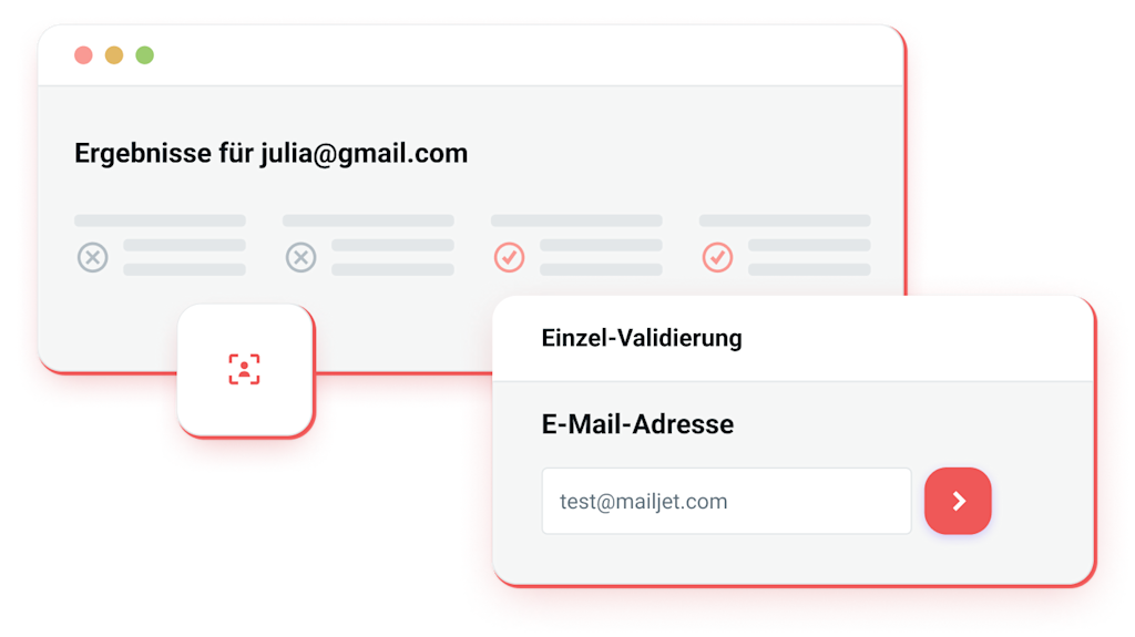 Graphische Darstellung der E-Mail-Validierung.