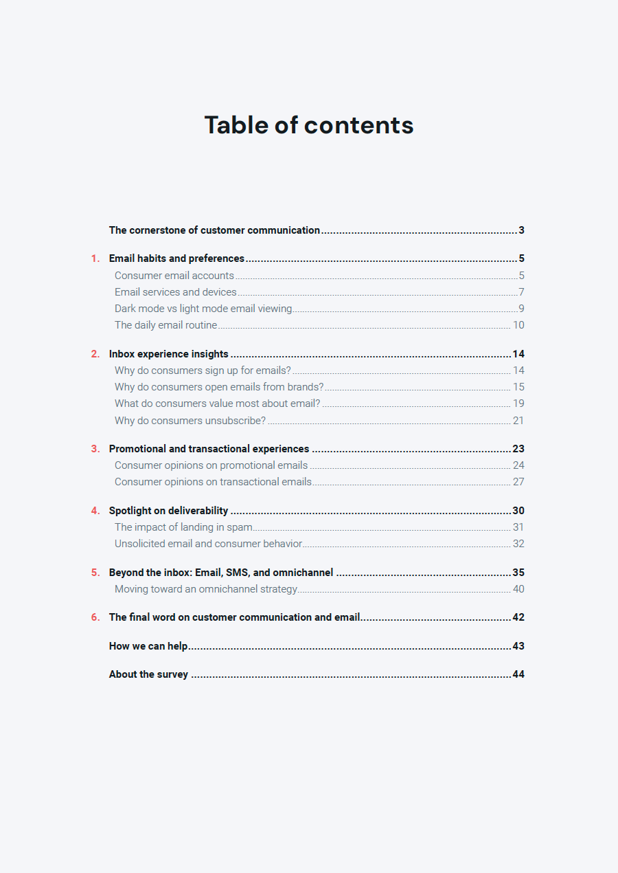 Email and the customer experience table of contents thumbnail