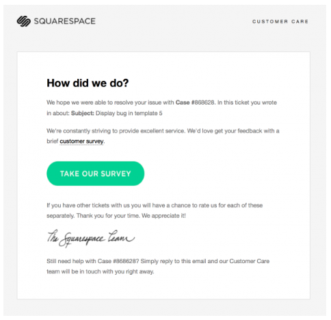 Squarespace transactional email feedback form