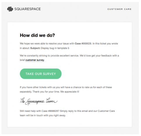 Squarespace transactional email feedback form