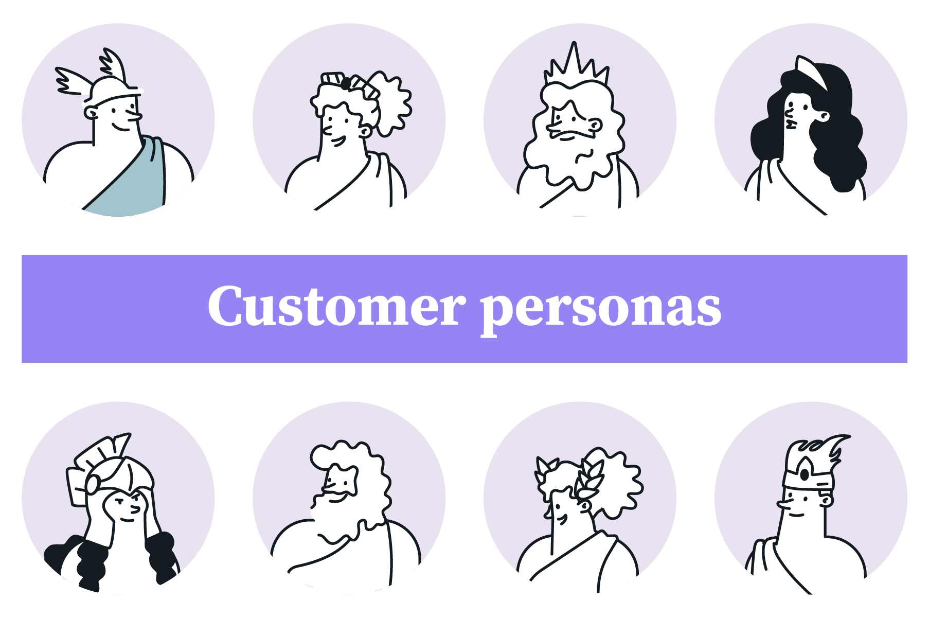 Customer personas as Mailjet’s Greek god graphics.