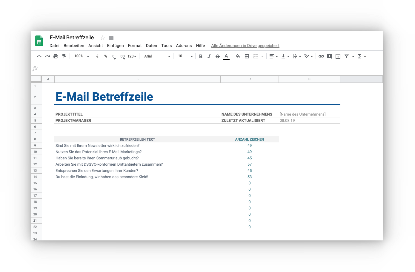 Länge-E-Mail-Betreffzeile-Checker