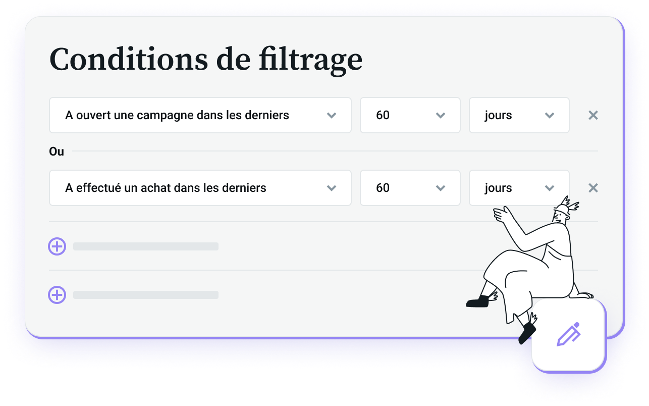 Quelques filtres dans l’outil de segmentation de Mailjet