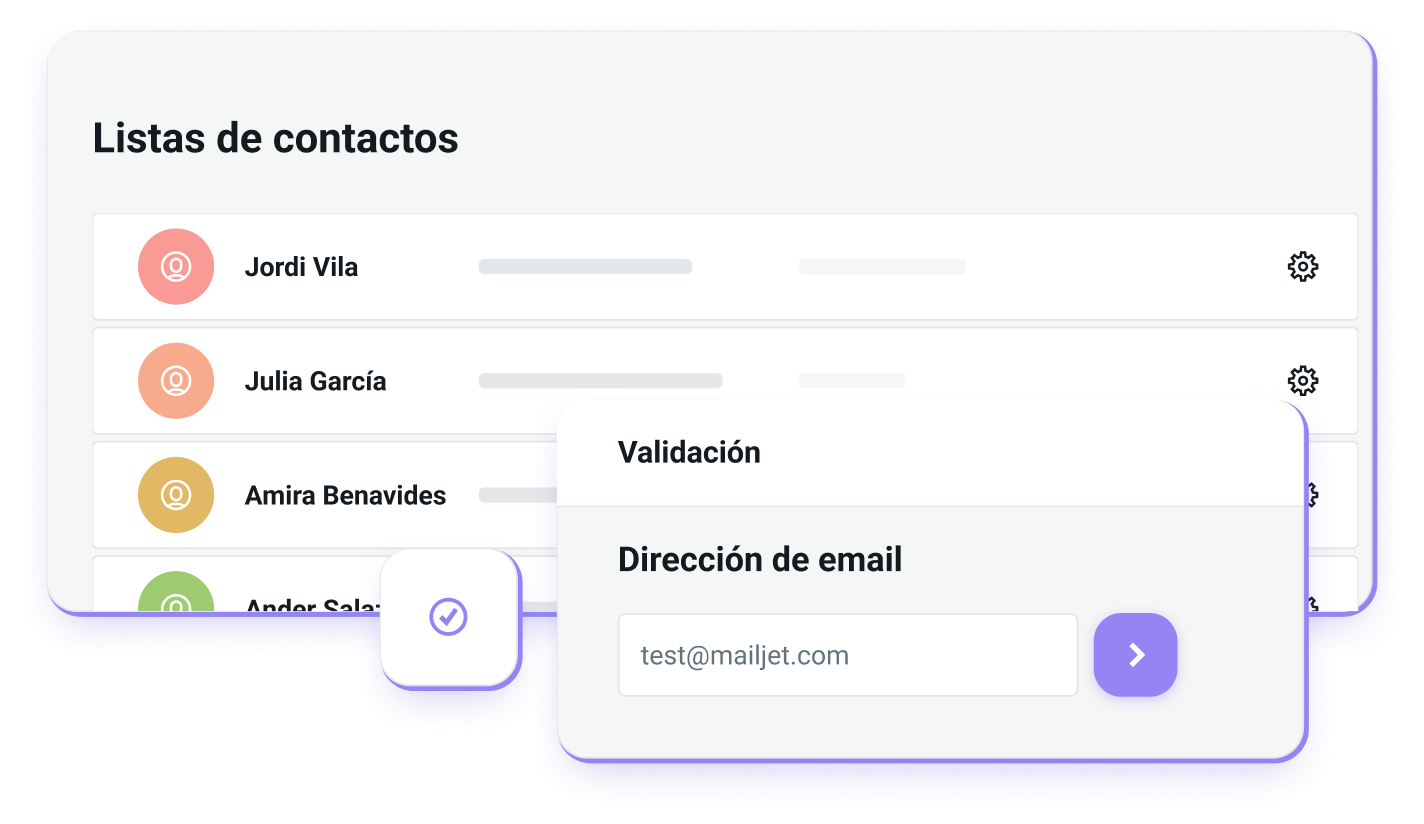 Verificación de email que sugiere una alternativa a una dirección incorrecta.