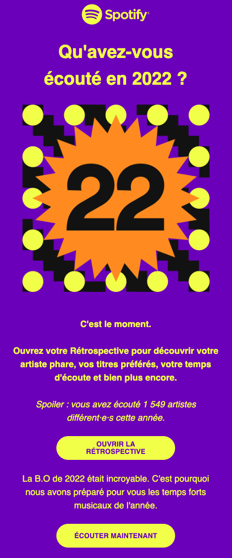 Exemple d'email de Spotify