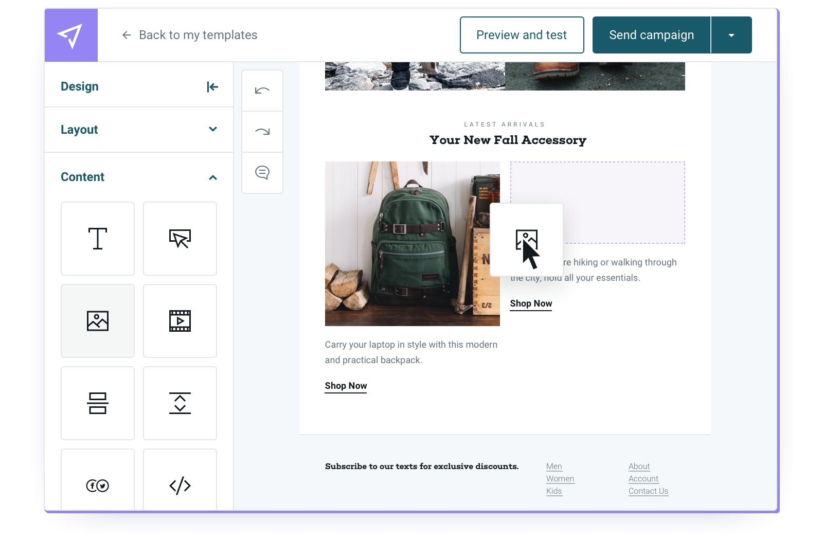 Mailjet email editor.