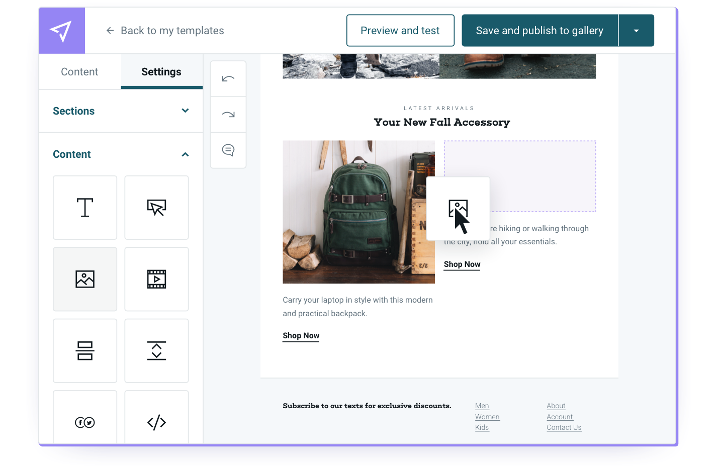 Mailjet email editor.