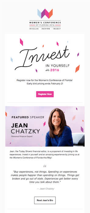 Campaña de email marketing para evento Women's Conference of Florida