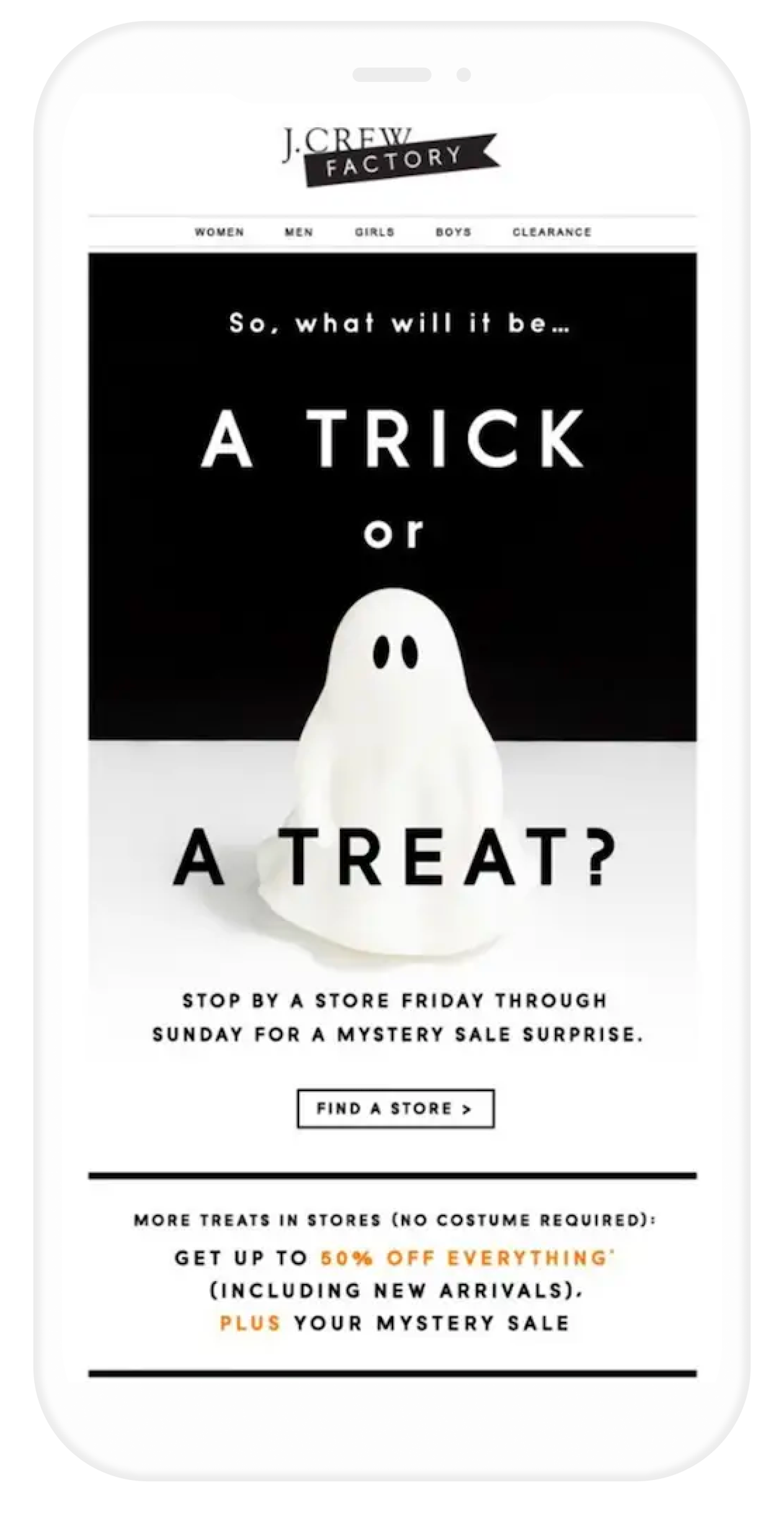 J. Crew email designed for Halloween.