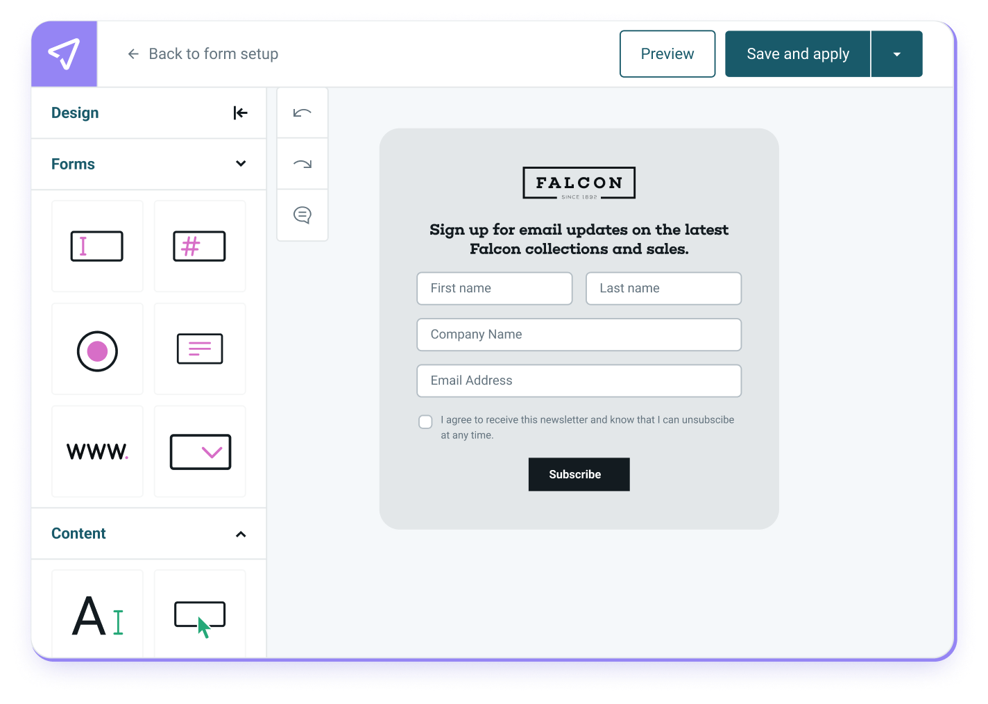 Mailjet’s drag-and-drop form editor