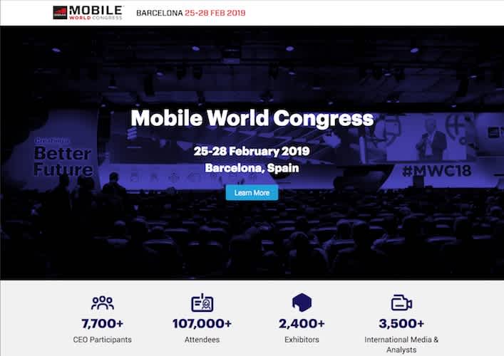 Landing Page del evento Mobile World Congress