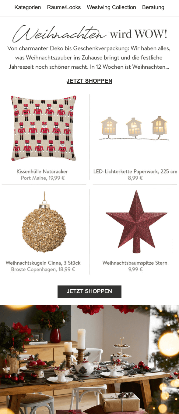 Beispiel eines Newsletters im Weihnachts-Design