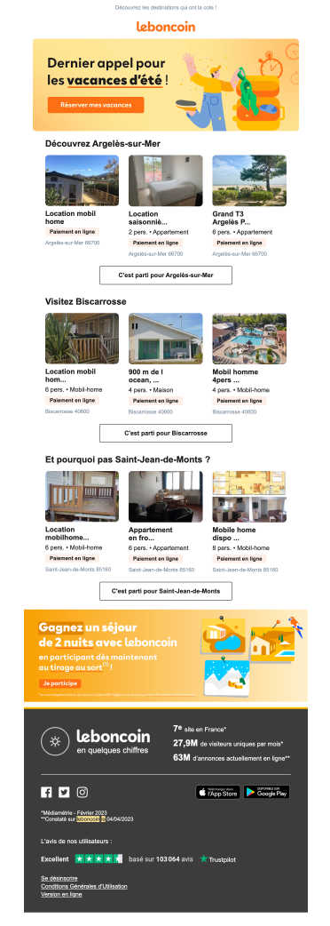 Exemple de newsletter de Le Bon Coin