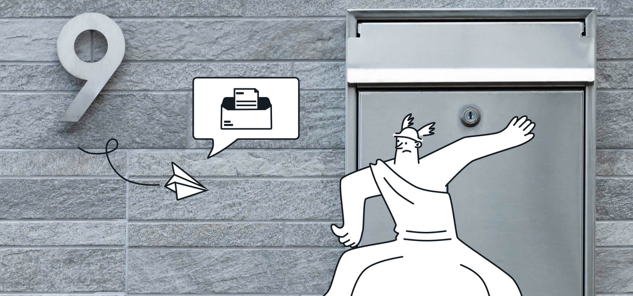 Hermes bewacht eine Mailbox vor eingehenden E-Mails