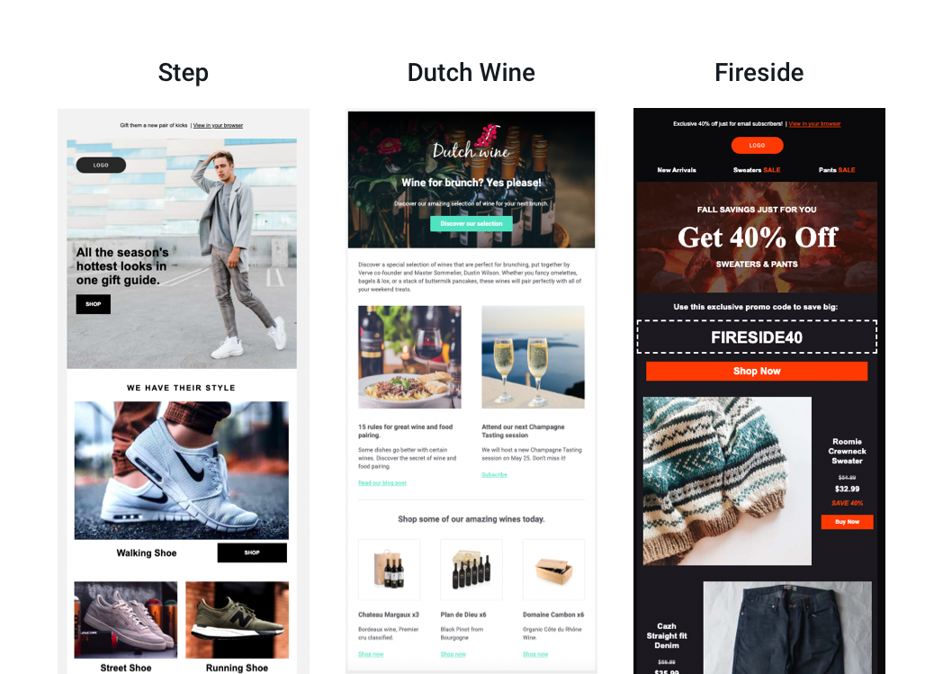 Mailjets Vorlagen Step, Dutch Wine und Fireside