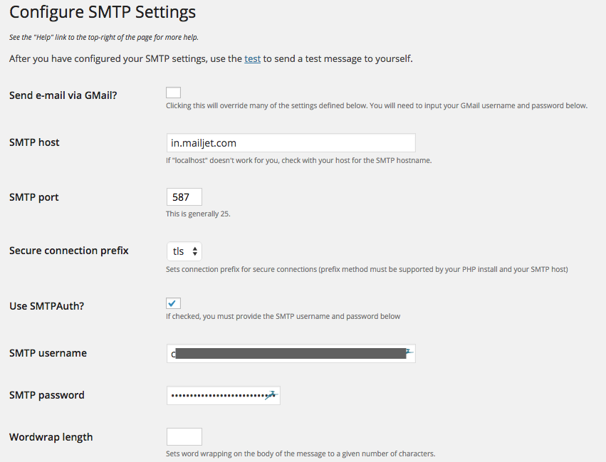 Configurar SMTP con el plugin de Wordpress en Mailjet