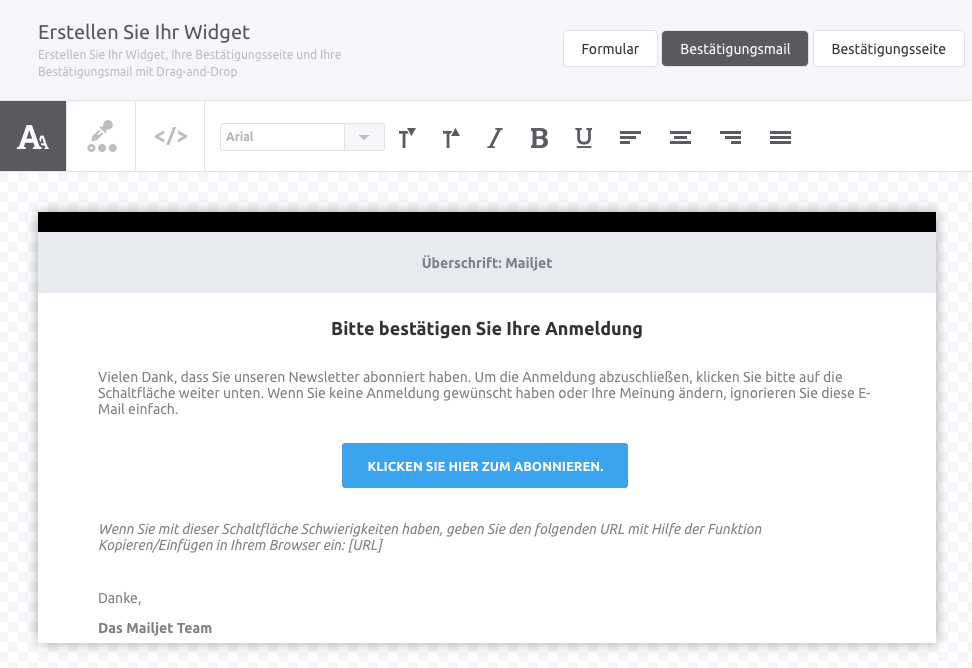 Double-Opt-In Verfahren bei Mailjet