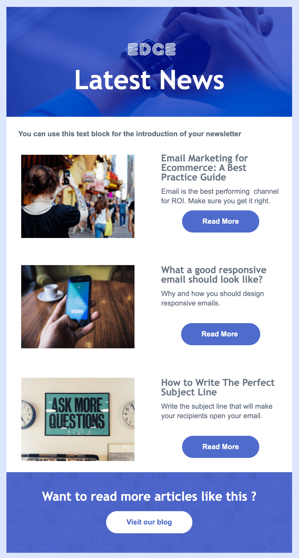 Mailjet's Edge newsletter template