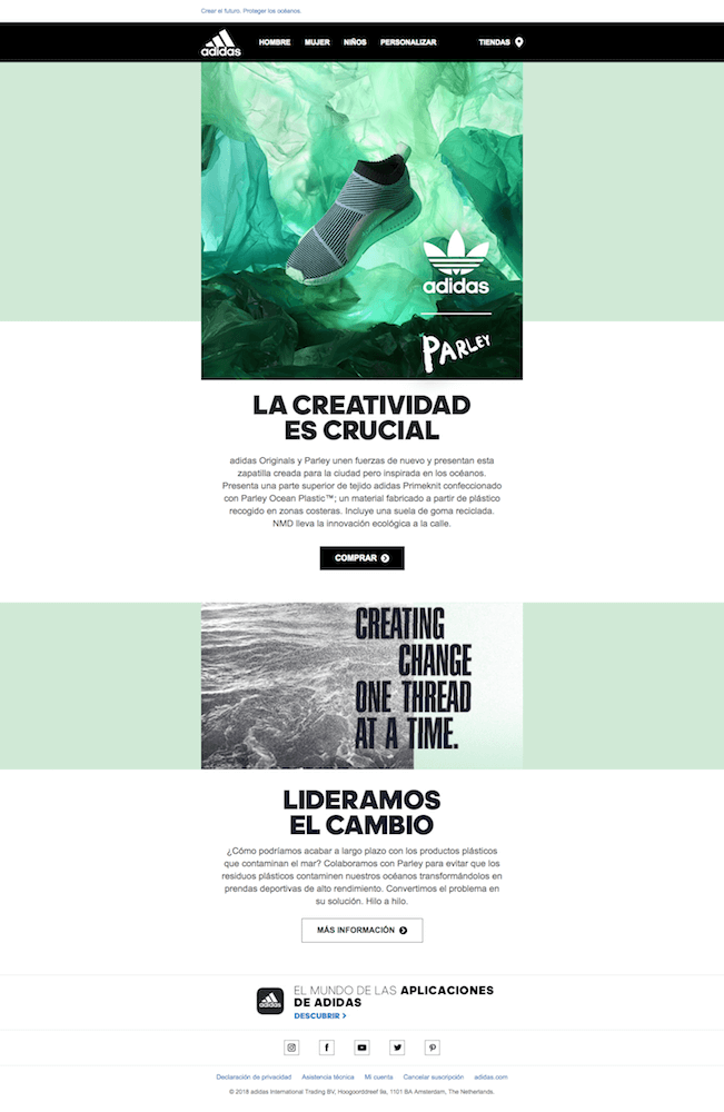 ejemplo newsletter adidas