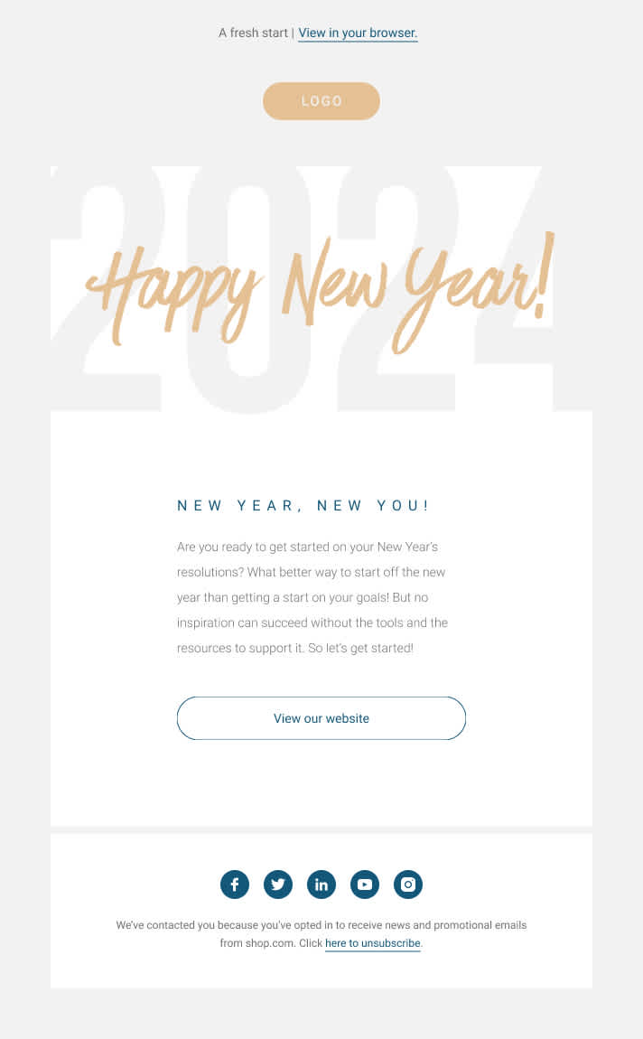Capture d’écran d’un modèle d’email de vœux de nouvel an de Mailjet