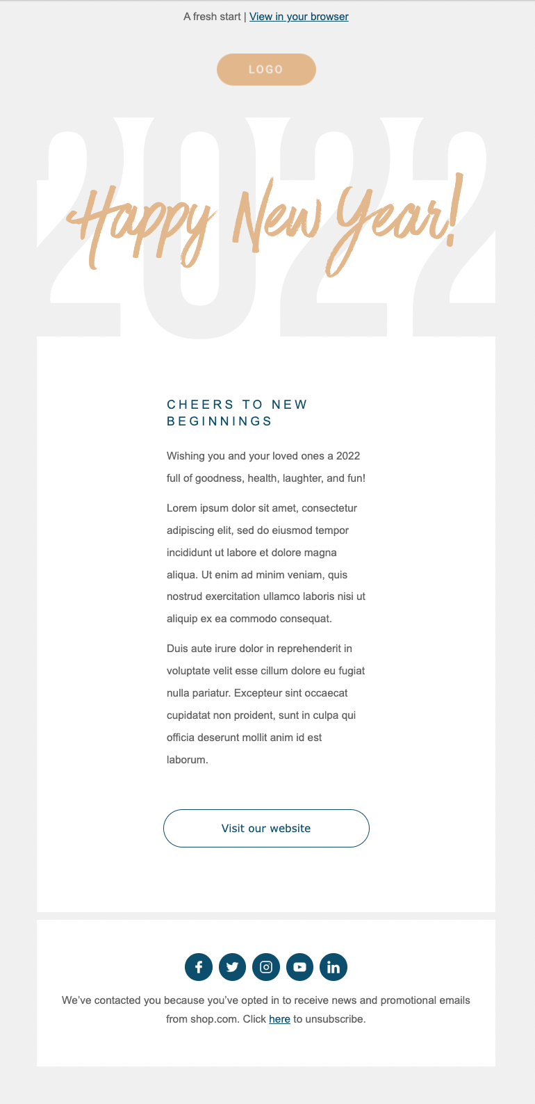 Happy New Year email template.