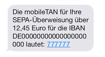 Beispiel für eine Transaktions-SMS im Bankenbereich