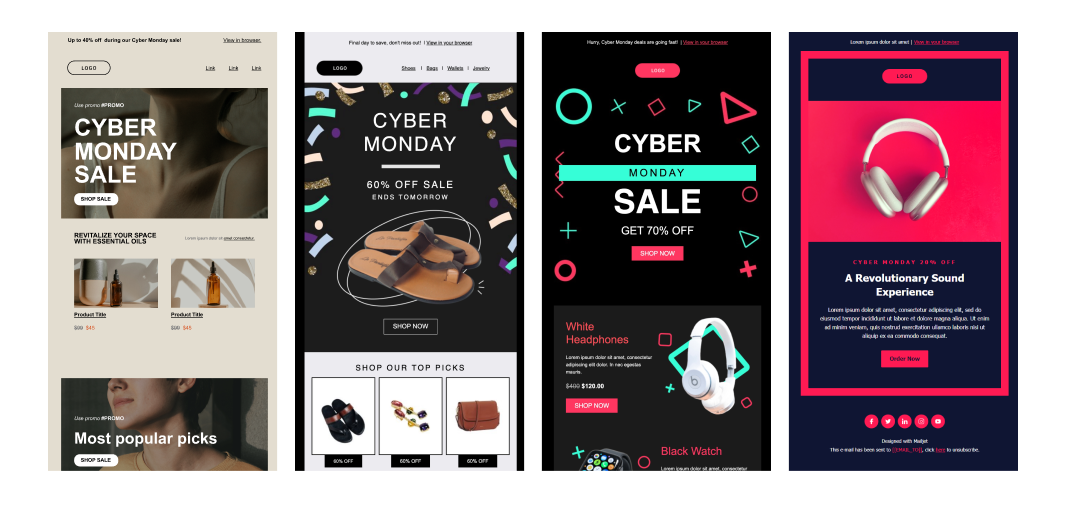 Cyber Monday email templates from Mailjet