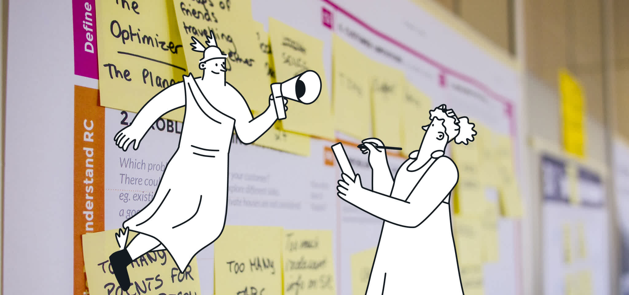 Hermès et Héra prennent des notes