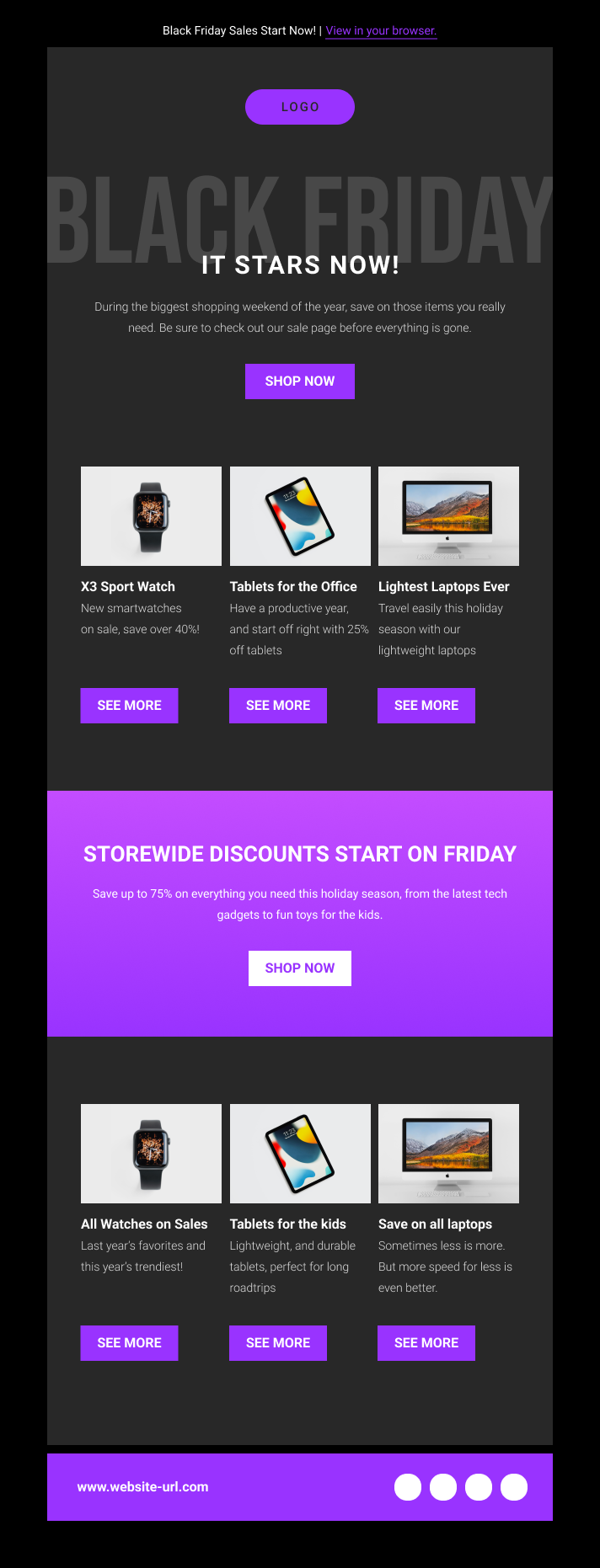 Black Friday email template by Mailjet