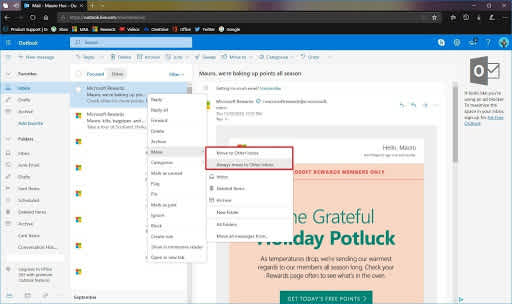 Interfaz desktop de Outlook