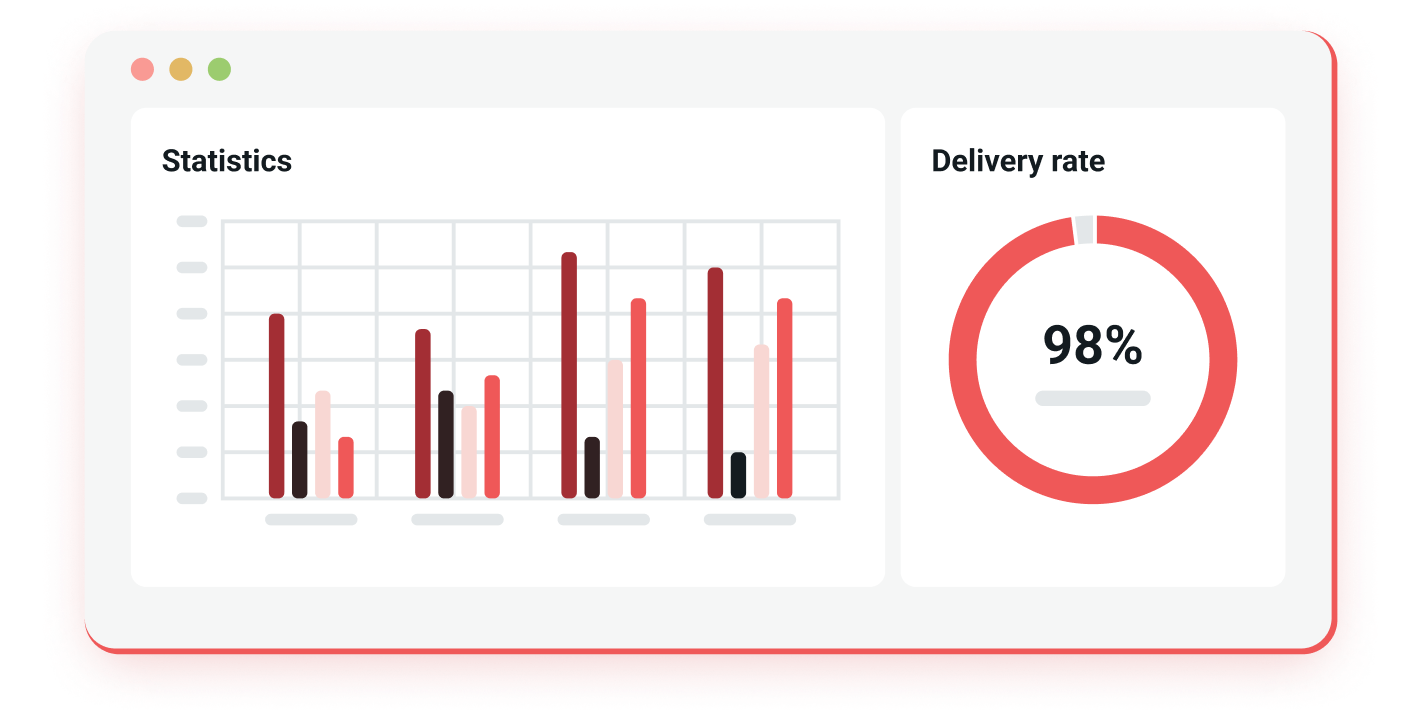 Illustration of the statistics and delivery rate of an email campaign.
