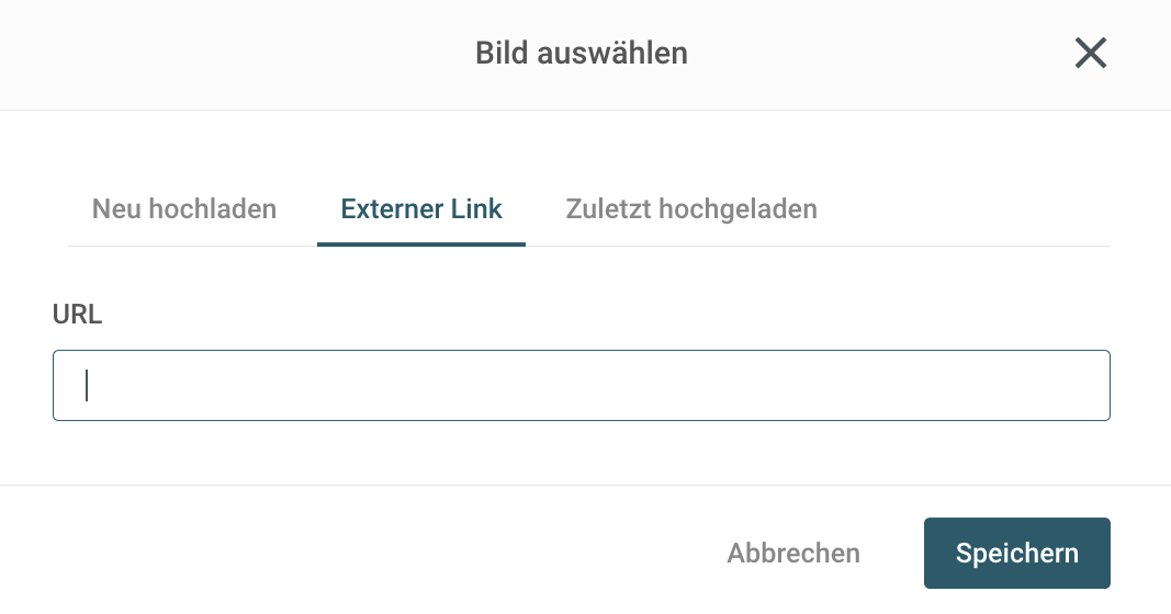 Illustration, die zeigt, wie beim Editor von Mailjet Bilder mit einem externen Link ausgewählt werden können.