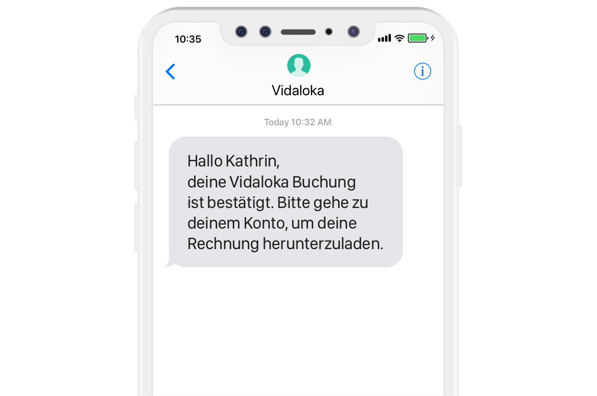 Beispiel für eine Transaktions-SMS