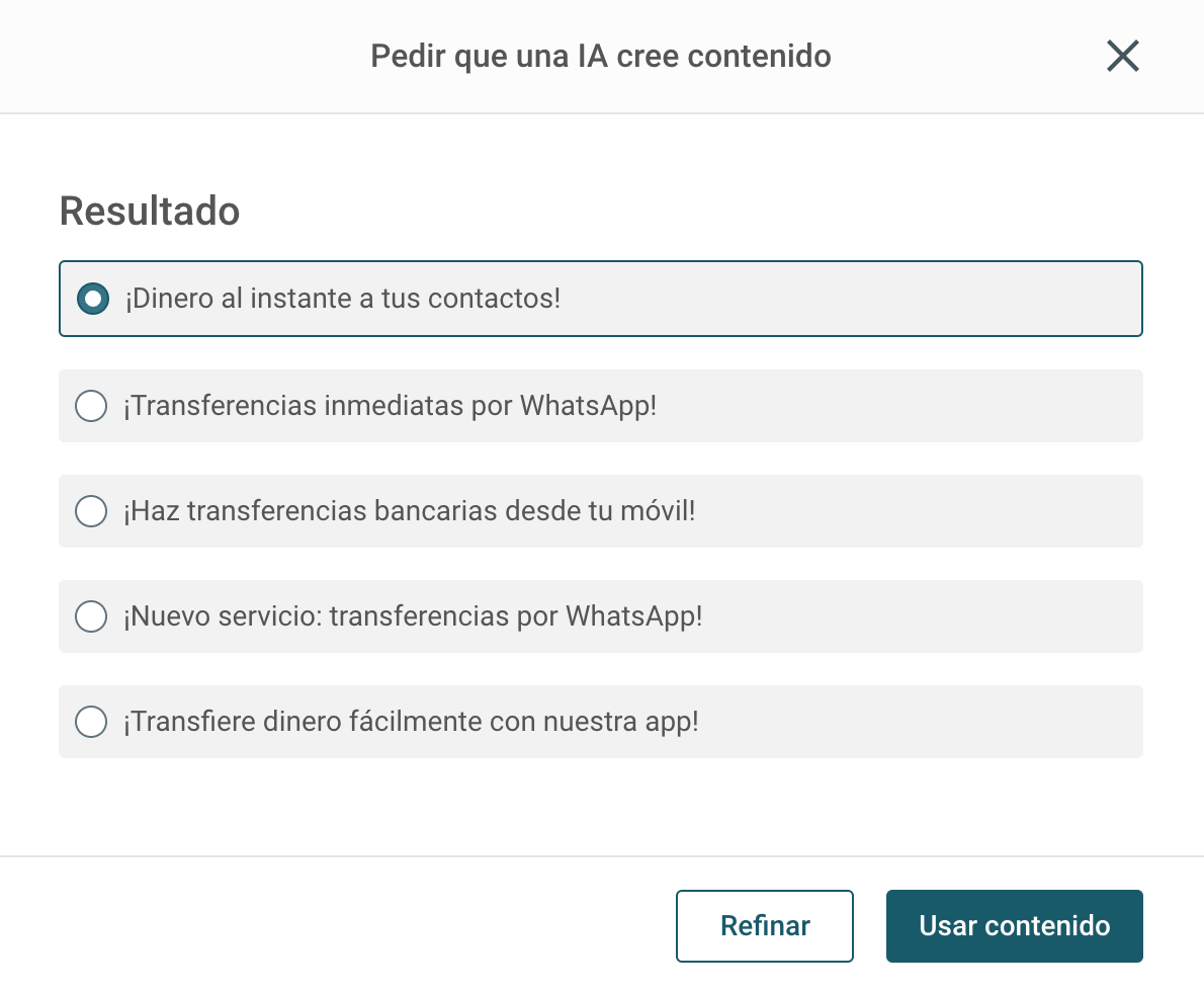 Ejemplos de líneas de asunto generadas por IA gracias al Generador de textos de Sinch Mailjet