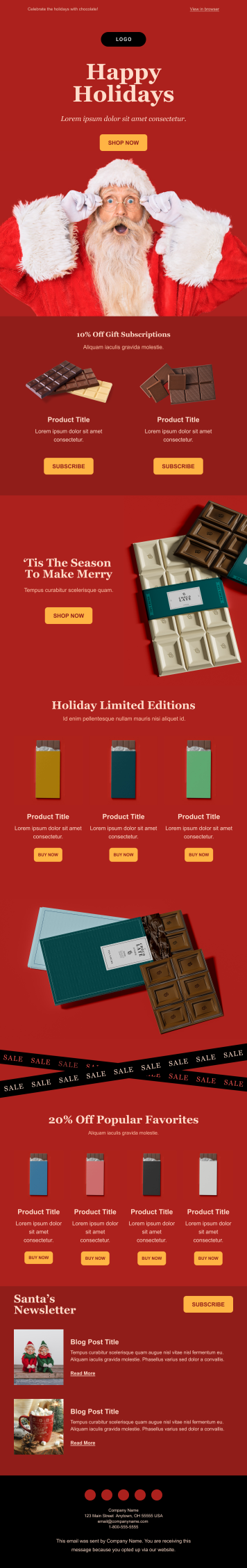 Christmas themed holiday email template