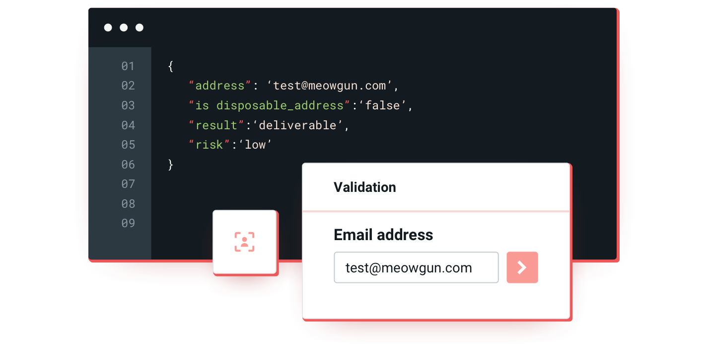 A graphic illustration showing Mailgun's email verification API.