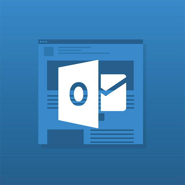 blue background with outlook logo in white on top of it