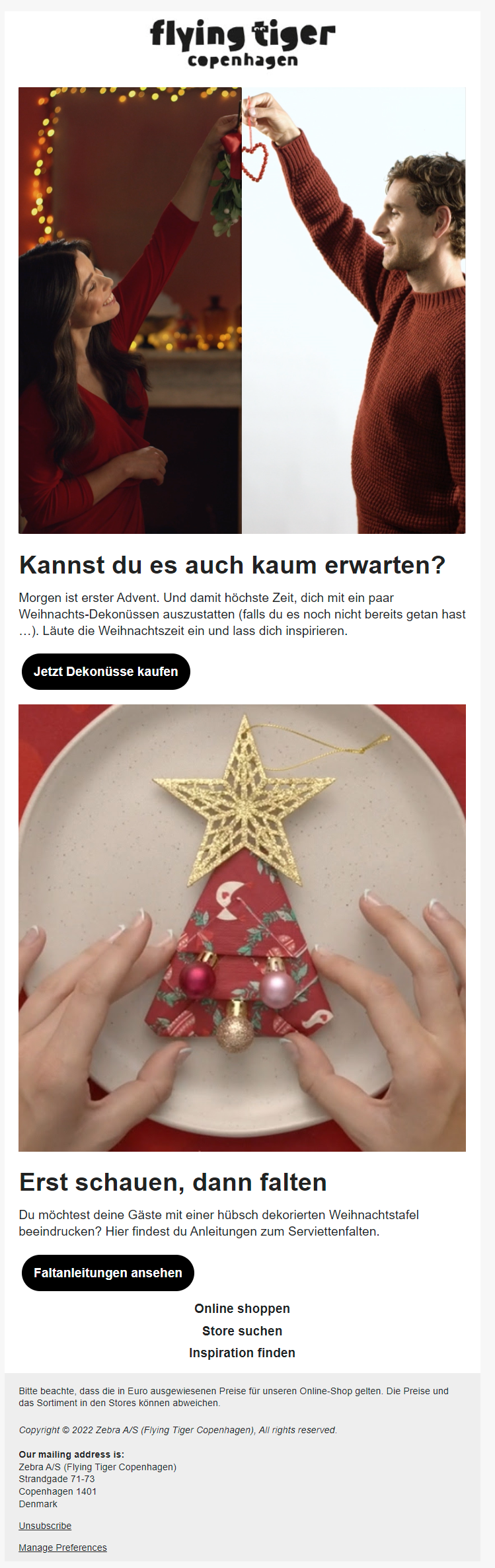 Weihnachtskampagne von Flying Tiger