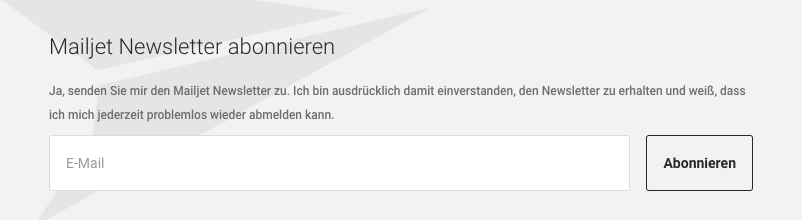 Newsletter Anmeldeformular von Mailjet
